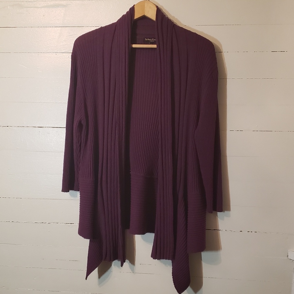 NWOT - Eggplant Ribbed Cardigan Sweater     0030